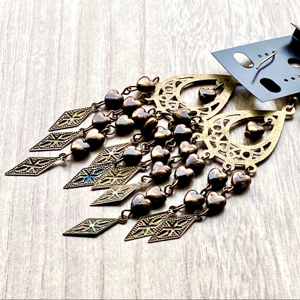 Earrings Boho Antiqued Brass style -NEW - Picture 4 of 6